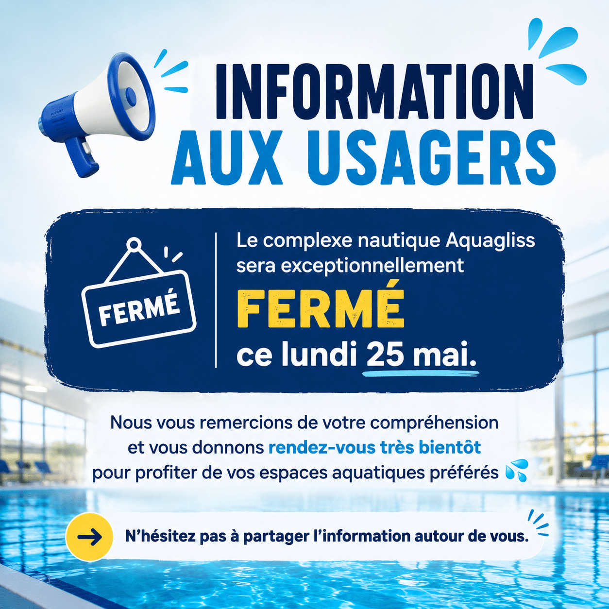 Fermeture exceptionnelle ce lundi 25 mai